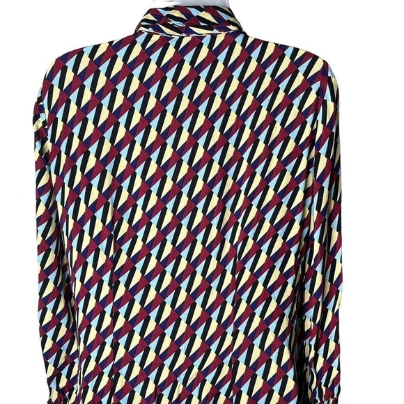 Zara Size S Sussy Shirt Dress Geo Print Maxi Bow at Neck Shift 100% Rayon NEW - Picture 6 of 14